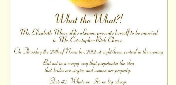 Zaproszenie: Liz Lemon wychodzi za mąż w 