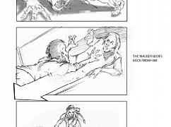 Żywe trupy: Szkice sceny w supermarkecie z odcinka 30 Days Without an Accident